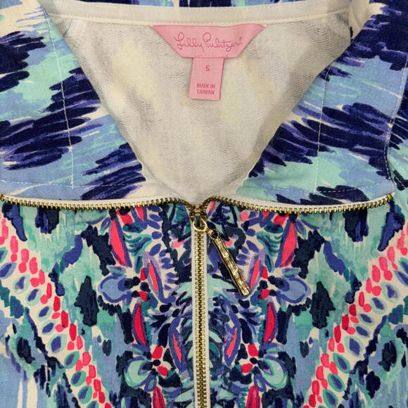 Lilly Pulitzer Preppy Designer Classic Geometric Quarter Zip Popover Small - Picture 5 of 14